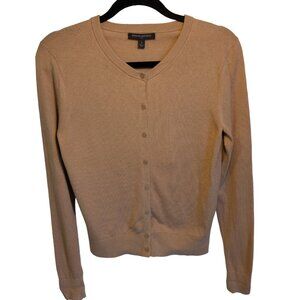 Banana Republic Camel Cotton-Cashmere Button-Front Cardigan | Size Small